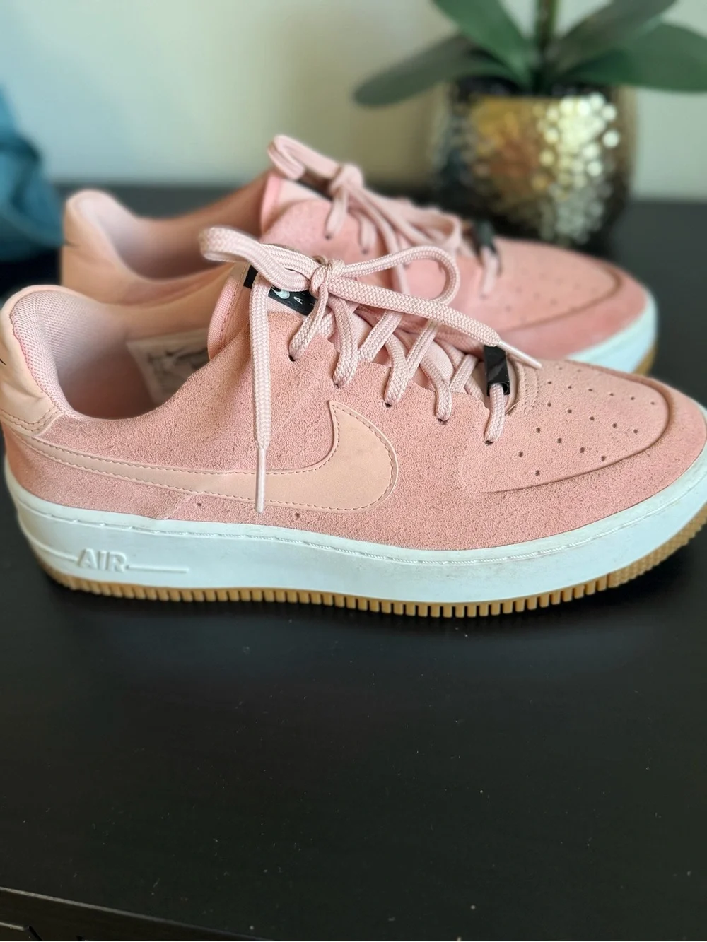 Nike Air Force 1 Sage Low — Coral Pink Platform Sneaker - Picture 6 of 7